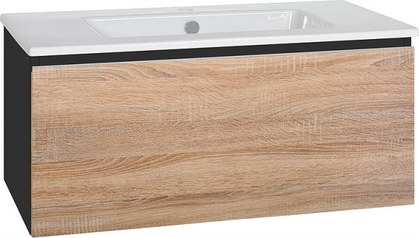 WTU + Keramik-WT Serie ELA Korpus schwarz smt -Front Eiche sägerau, 910x420x510mm