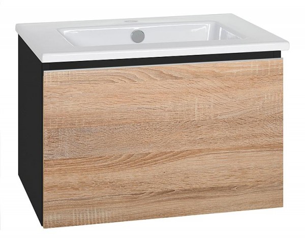 WTU + Keramik-WT Serie ELA Korpus schwarz smt - Front Eiche sägerau 610x420x510mm