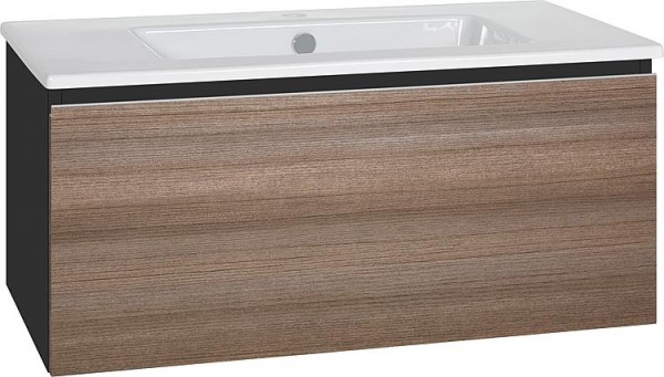 WTU + Keramik-WT Serie ELA Korpus schwarz smt -Front Teak, 910x420x510mm