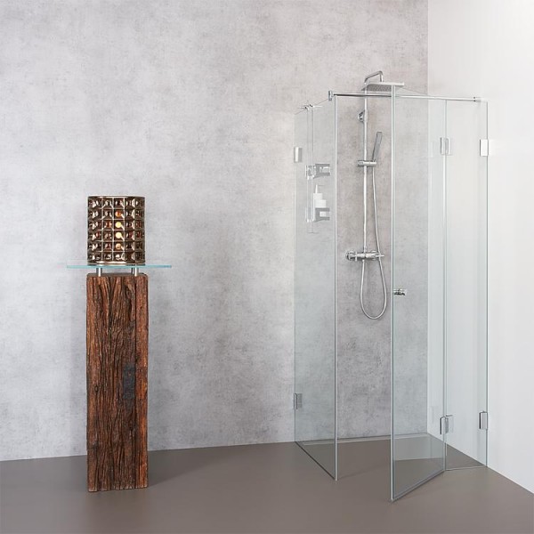 Eck-Duschkabine Farfalla, 8 mm 970x970x2000 mm mit ETC 1Drehtüre+Festt.,Anschlag rechts
