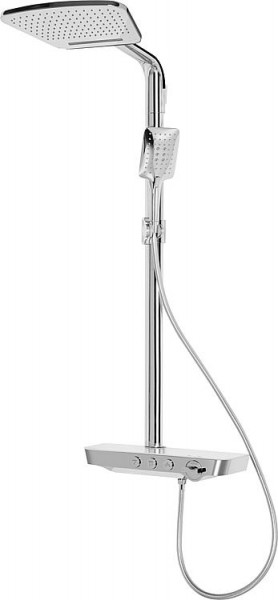 Brausesystem EWAS, besteh. aus: Kopf-/Handbrause, Brausemischer mit weißer Glasablage